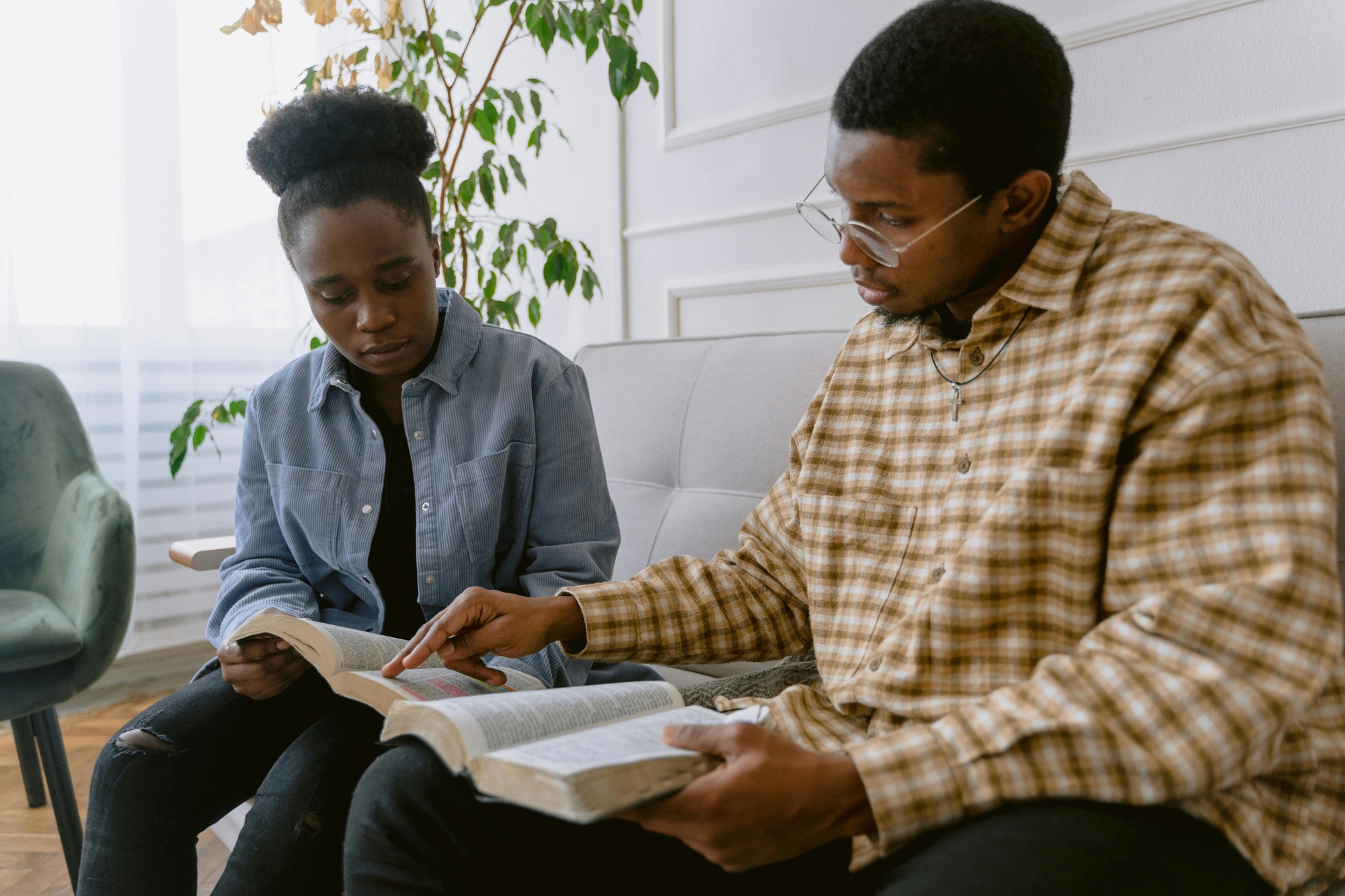 Couple having a calm and honest conversation at home